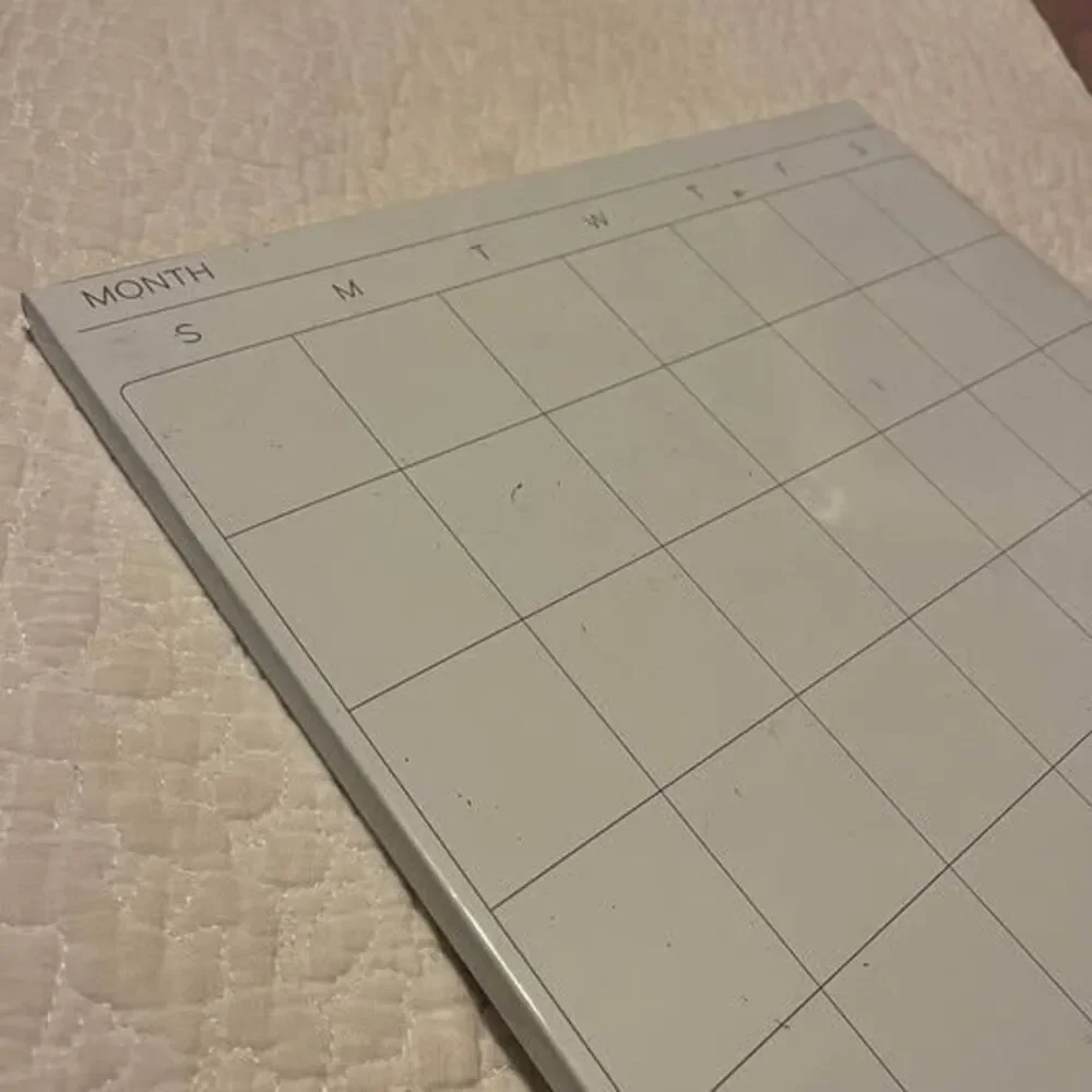 Dry erase monthly calendar